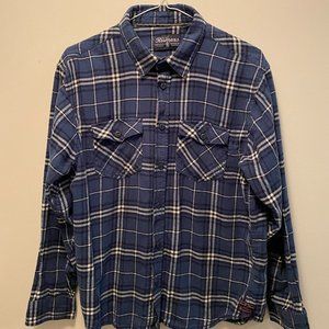 Boys Blue Plaid Flannel Button Up Long Sleeve Shirt Size: XL 100% Cotton